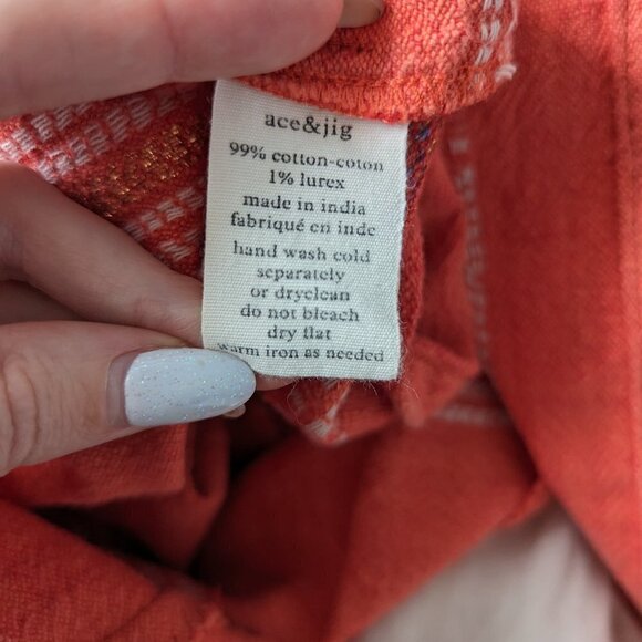 Coral Ace & Jig Fiesta Flare Mini V-Neck Dress with Metallic Stripes - Picture 6 of 12